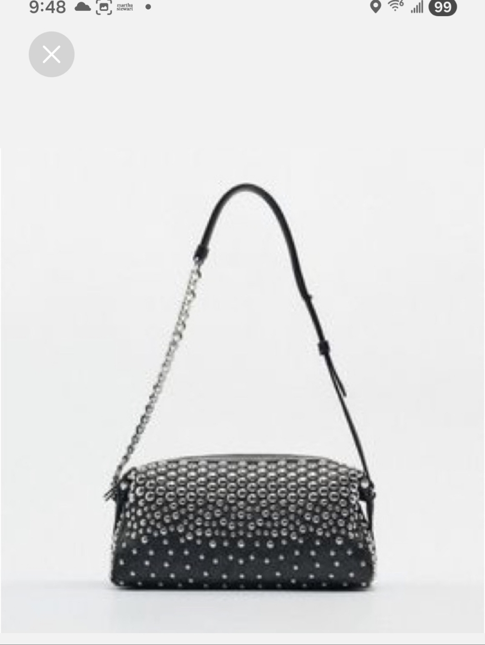 NWT Zara Black Studded Crossbody Bag with Chain